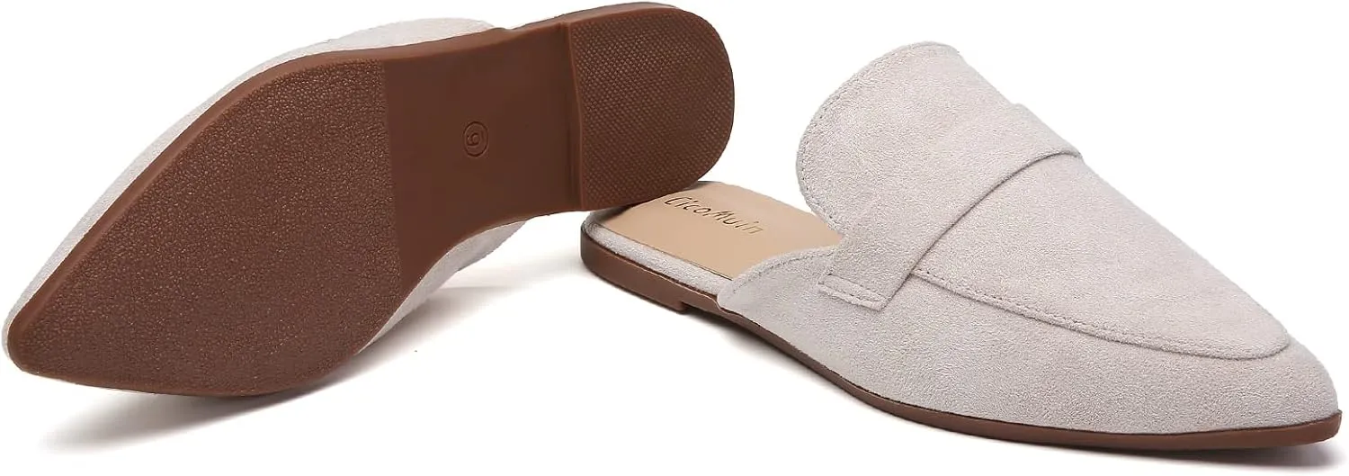 Open Back Mules for Women Flats Closed Pointed Toe Slip On Loafer Womens Mules Slides Comfy Business Casual Shoes