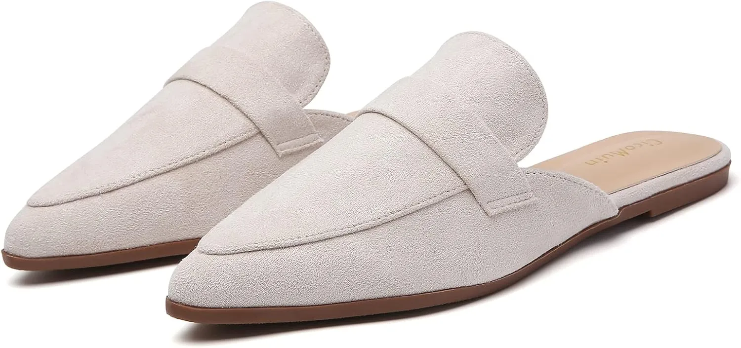 Open Back Mules for Women Flats Closed Pointed Toe Slip On Loafer Womens Mules Slides Comfy Business Casual Shoes