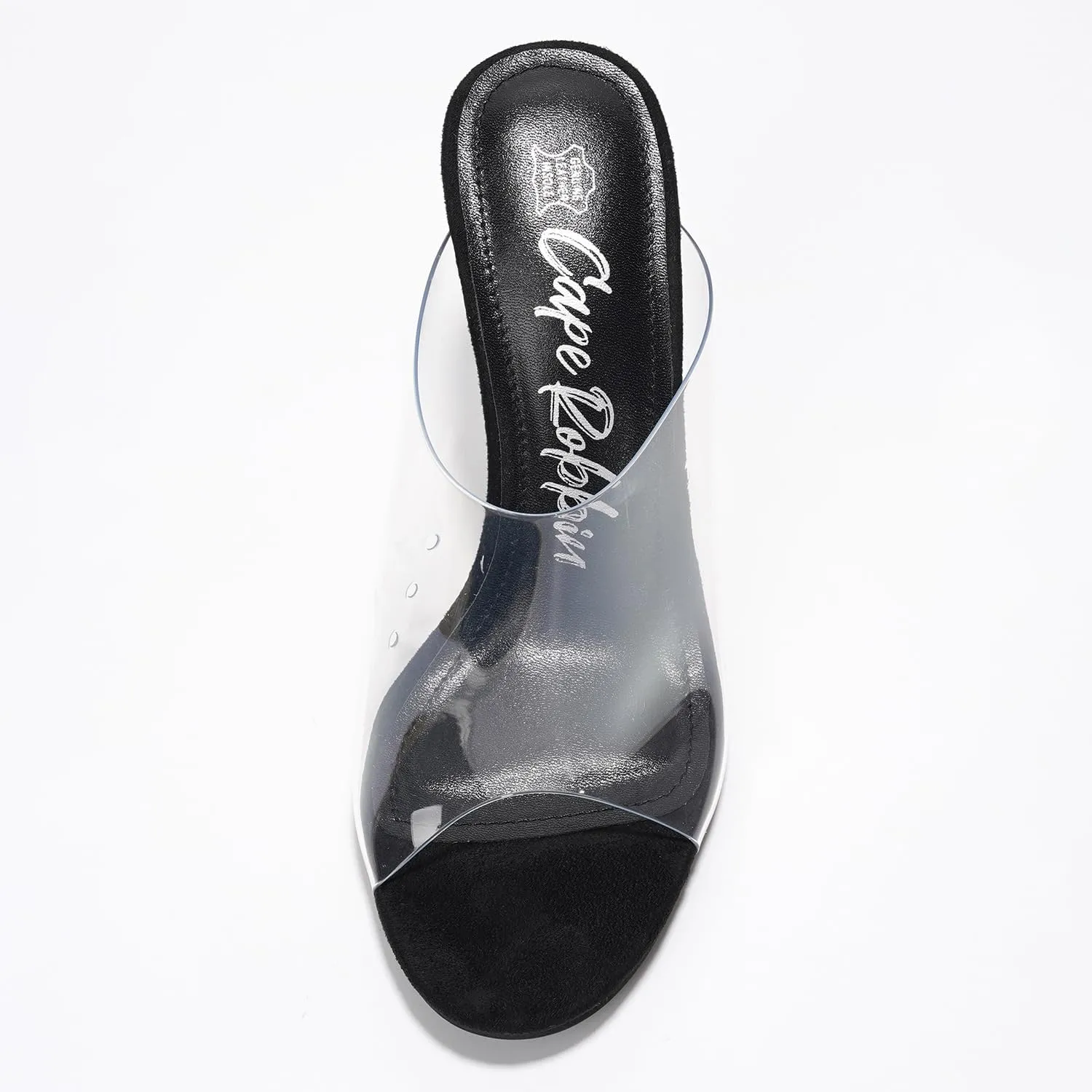 Open High Heels for Women- Sleek Round Toe Mules for Women with Genuine PU Leather Insole & 3.75 inch Stiletto Heel- Clear Sexy Heels for Women- Classy Slip On Heels (Allure.A)