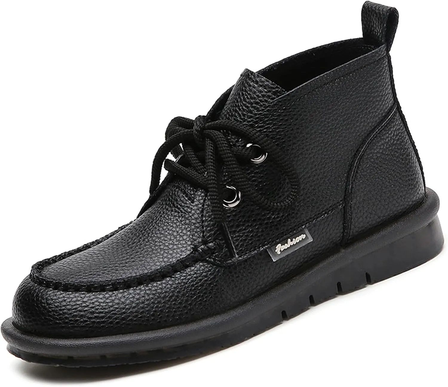 Optigard Women's Genuine Leather Ankle Chukka Boots,Lace-up High Top Comfortable Non-slip Warm Fur Lined Soft Sole Moccasin Booties Lightweight Flat Oxford Walking Loafers