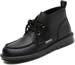 Optigard Women's Genuine Leather Ankle Chukka Boots,Lace-up High Top Comfortable Non-slip Warm Fur Lined Soft Sole Moccasin Booties Lightweight Flat Oxford Walking Loafers