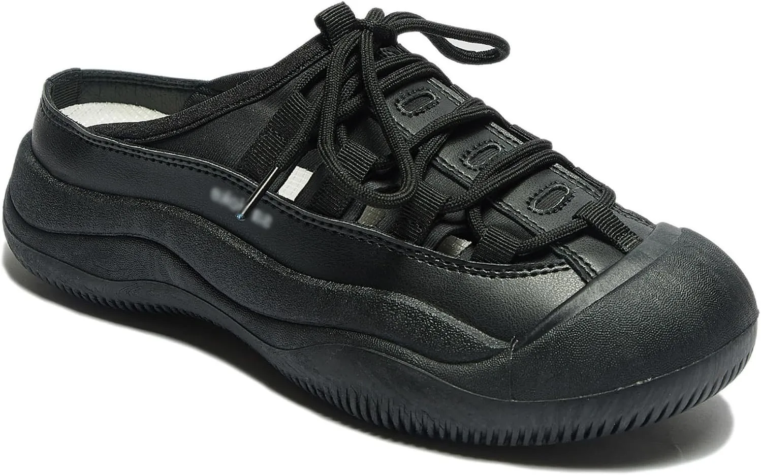 Optigard Women's Lace Up Hollow Platform Mule Sandals,Closed Round Toe Breathable Increase Height Walking Sports Sandals Summer Slip On Casual Mules