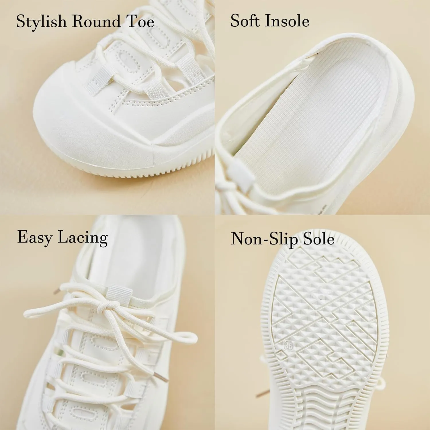 Optigard Women's Lace Up Hollow Platform Mule Sandals,Closed Round Toe Breathable Increase Height Walking Sports Sandals Summer Slip On Casual Mules