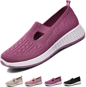 Optigard Women's Mesh Walking Shoes Slip On Loafers,Memory Foam Flat Sneakers Lightweight Non-Slip Breathable Wedge Mom Driving Nurse Shoes