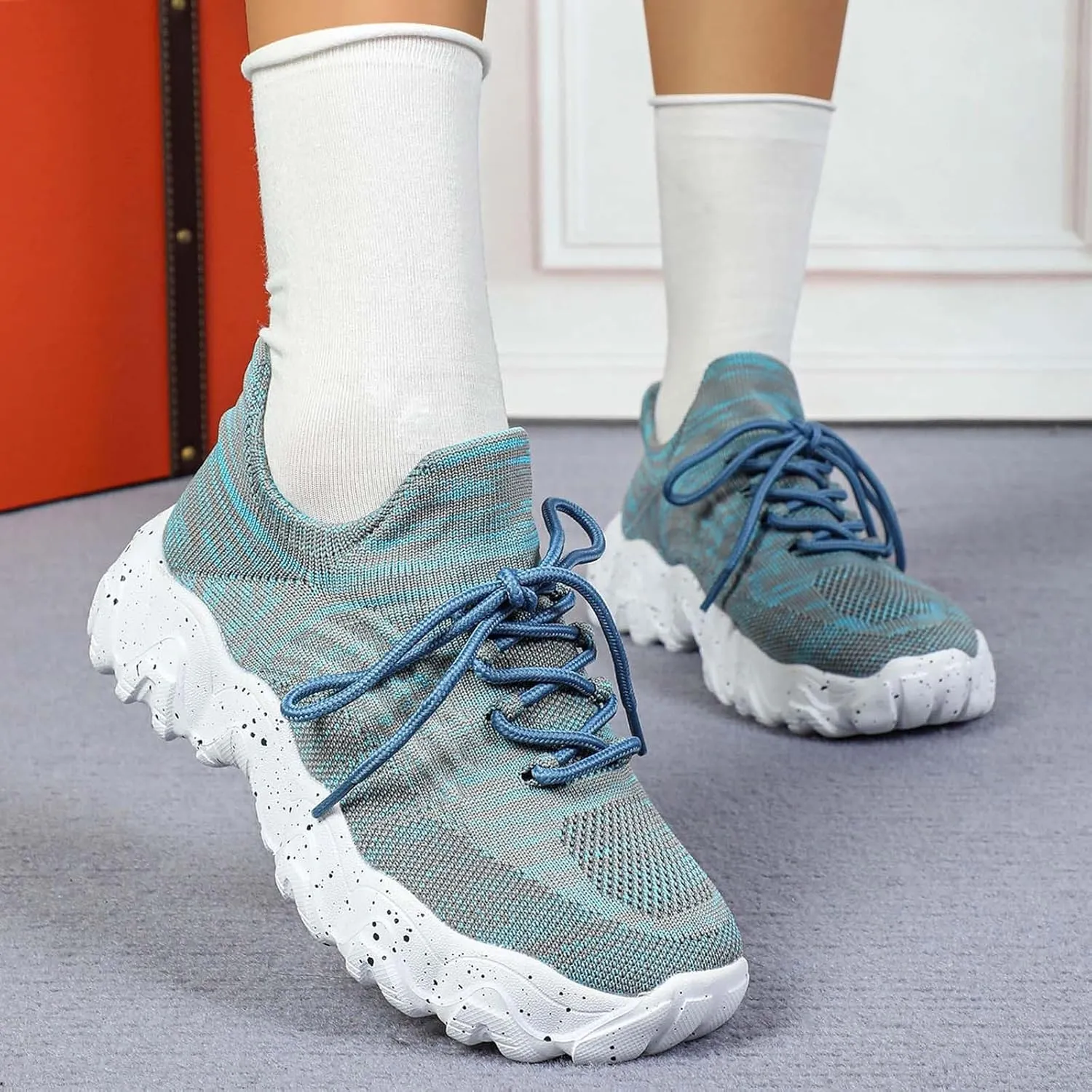 Ortho Pro Shoes for Women,Summer Lace Up Low Top Slip On Sneakers, Women's Comfortable Breathable Knitted Sneakers,Lightweight Mesh Running Shoes,Women's Mesh Orthopedic Sneakers