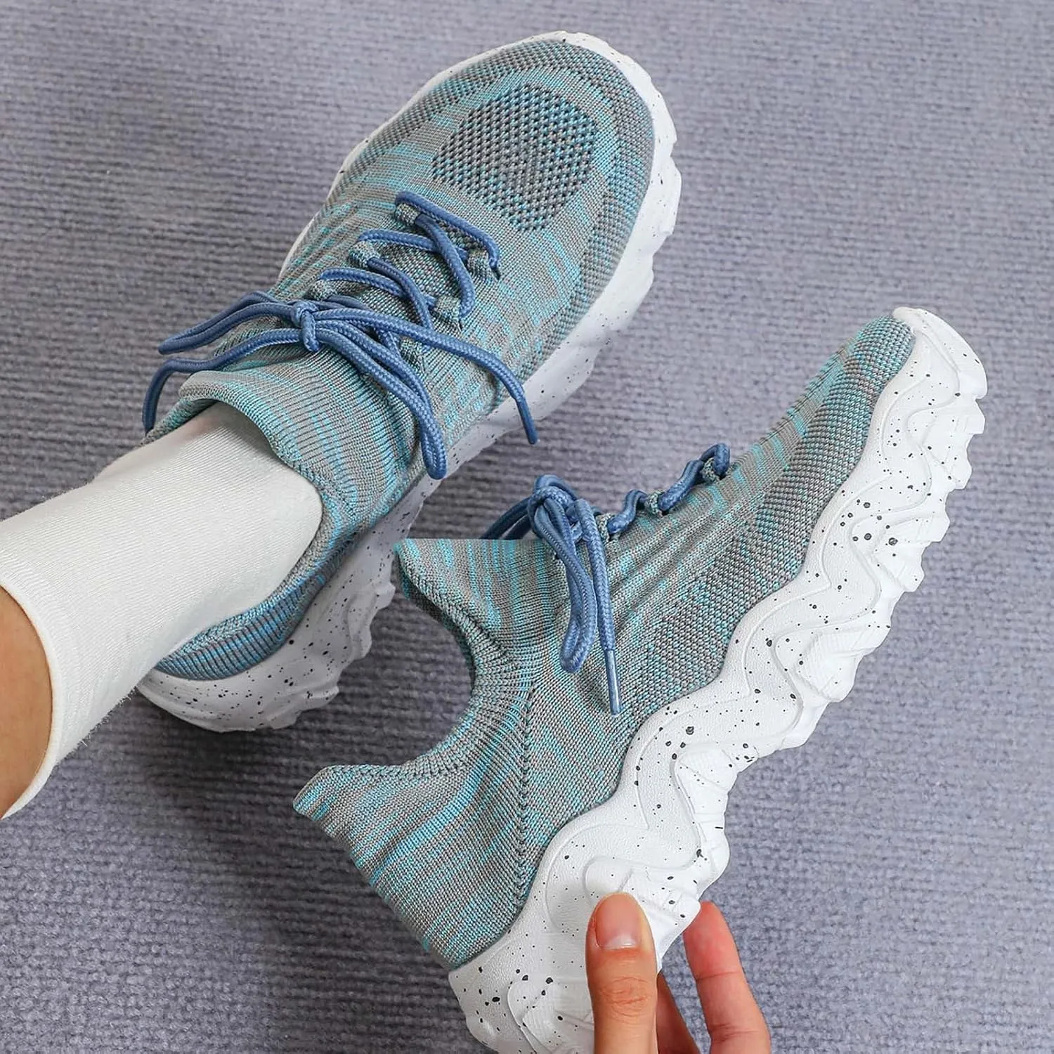 Ortho Pro Shoes for Women,Summer Lace Up Low Top Slip On Sneakers, Women's Comfortable Breathable Knitted Sneakers,Lightweight Mesh Running Shoes,Women's Mesh Orthopedic Sneakers