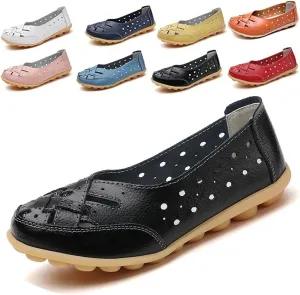 Orthopedic Loafers in Breathable Leather for Women, Women's Flats Comfortable Casual Slip Ons Shoes