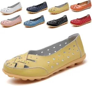 Orthopedic Loafers in Breathable Leather for Women, Women's Flats Comfortable Casual Slip Ons Shoes