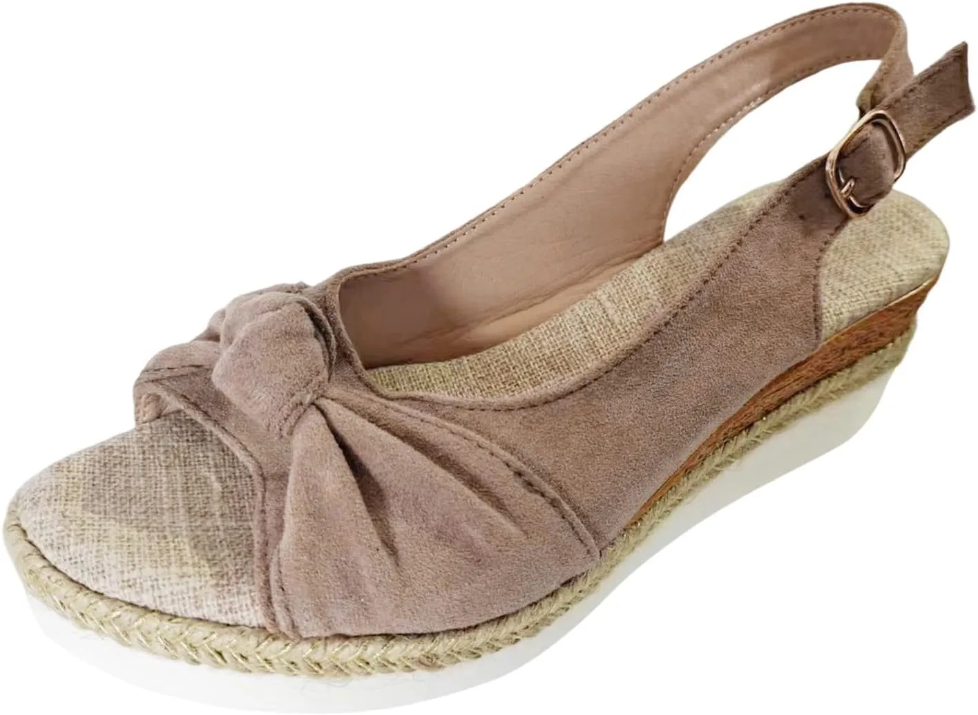 Orthopedic Platform Wedge Sandals for Women Summer Dressy 2025 New Bowknot Open Toe Ankle Strap Hemp Rope Sandal Comfortable Beach Slip on Slides