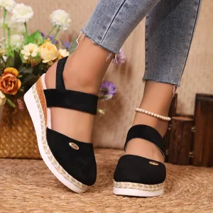 Orthopedic Platform Wedge Sandals for Women Summer Dressy，Ankle Strap Closed Toe Sandal Anti Slip Beach Comfortable Outdoor Shoes