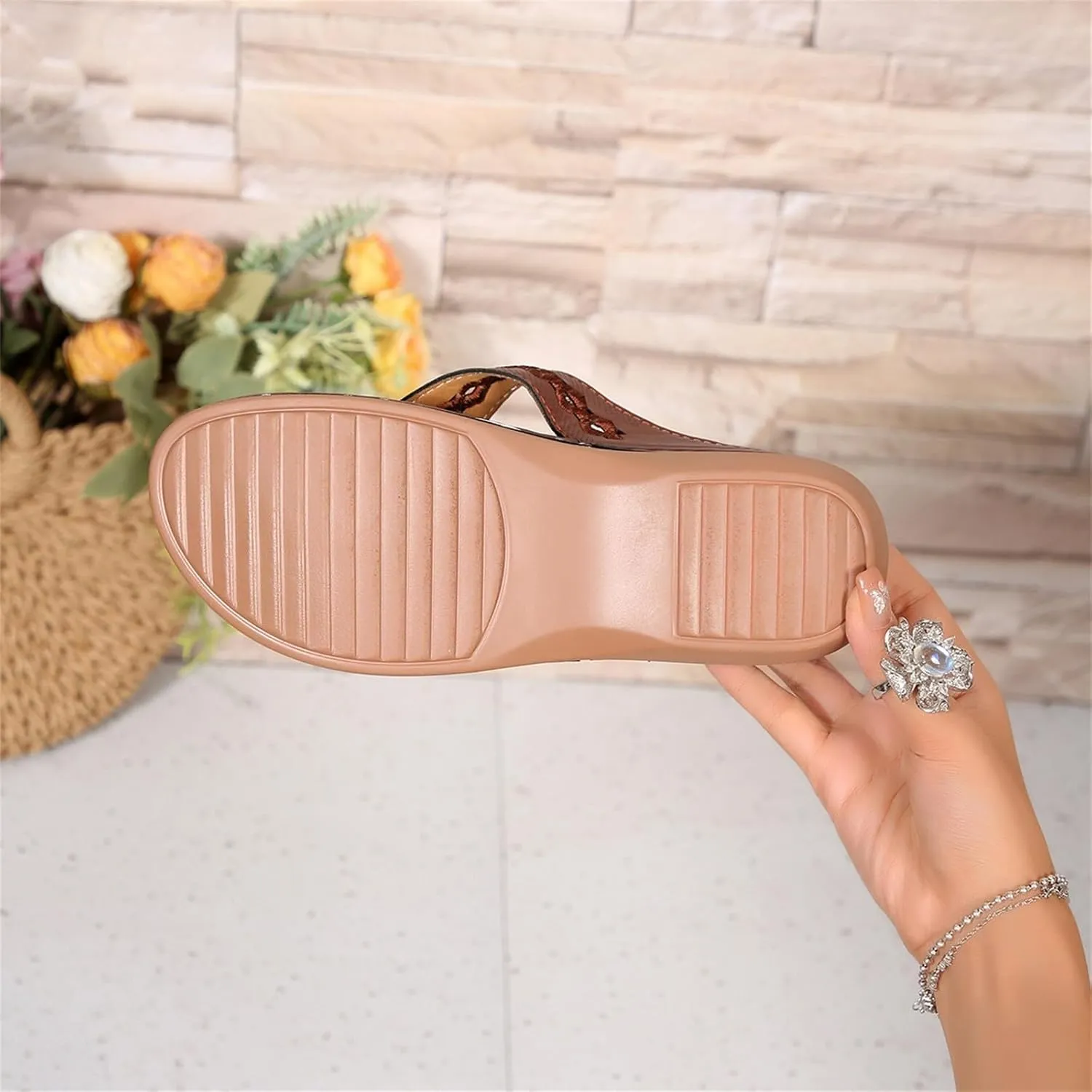 Orthopedic Sandals for Women 2025 Spring Platform Sandal Fashion Wedges Slip On Flip Flops Casual Comfortable Open Toe Dressy Summer Beach Shoes for Vacation