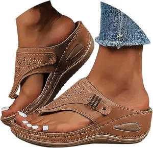 Orthopedic Sandals for Women - Arch Support Wedge Flip Flops, Summer 2025 Comfortable Dressy Casual Beach Slippers