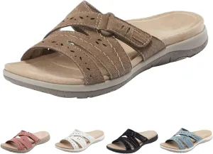 Orthopedic Sandals for Women Comfortable Slides Summer Walking Plantar Fasciitis Sandals with Arch Support Adjustable Hook and Loop Straps Outdoor slip-on shoes