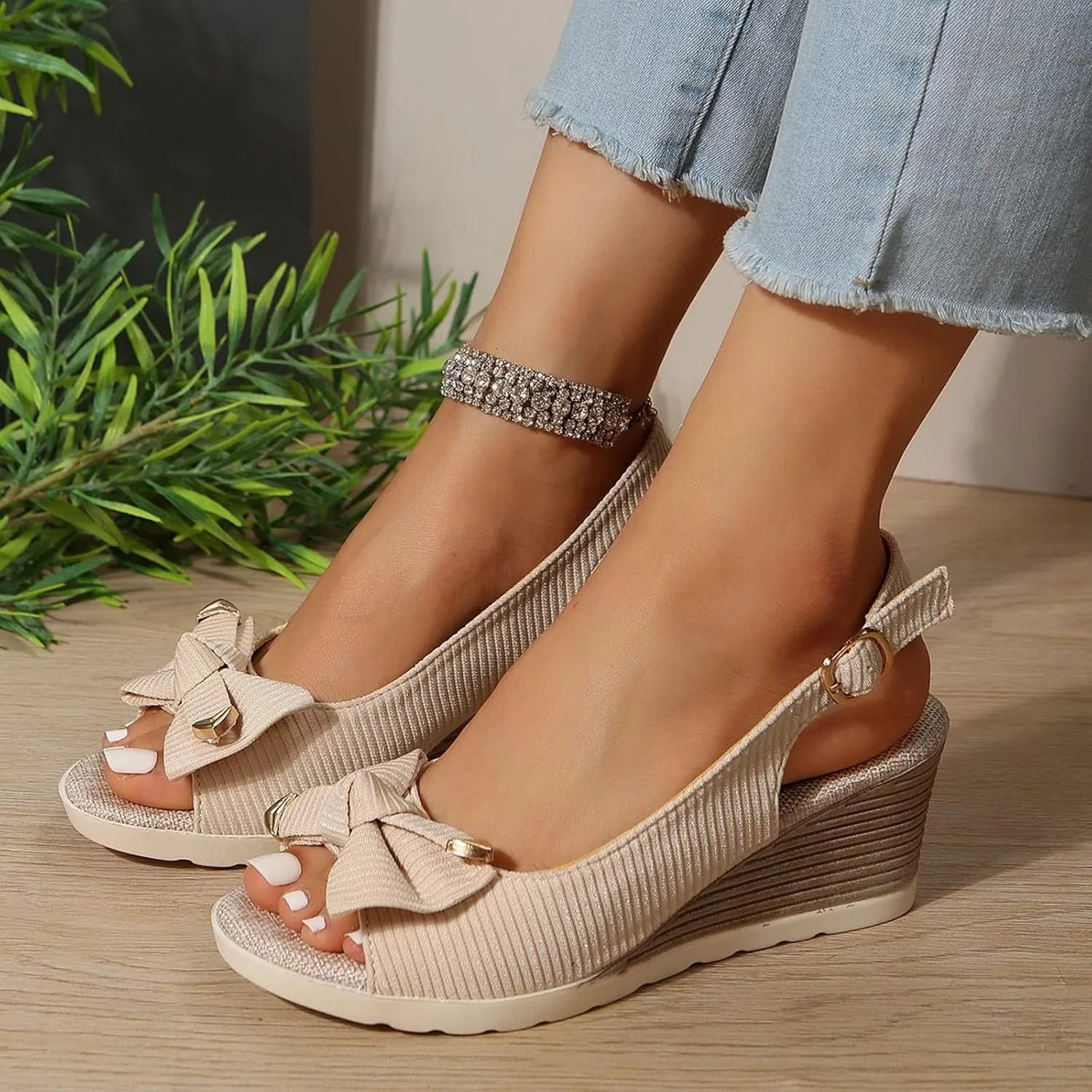 Orthopedic Sandals for Women Open Toe Sandals, Wedges Heels for Women, Walking Slippers with Arch Support Wedge Summer Dressy Ankle Strap Platform Casual Slip on Comfortable