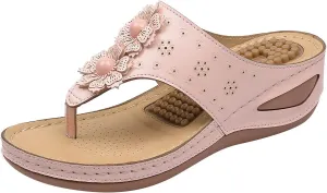 Orthopedic Summer Sandals for Women Adjustable Arch Support Flip Flops Comfortable Walking Shoes Plantar Fasciitis Relief Beach Yoga Slides