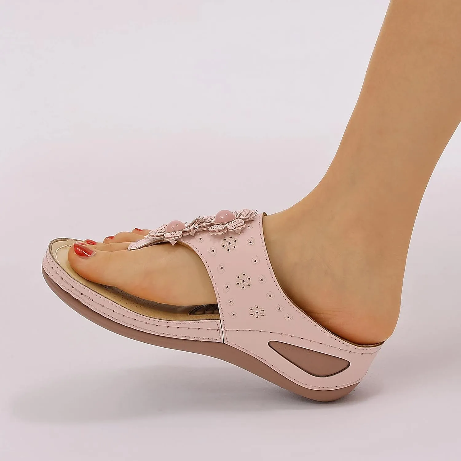 Orthopedic Summer Sandals for Women Adjustable Arch Support Flip Flops Comfortable Walking Shoes Plantar Fasciitis Relief Beach Yoga Slides