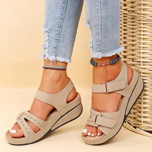Orthopedic Wedge Sandals for Women Summer Dressy, Open Toe Ankle Strap Casual Platform Sandals Strappy Low Wedges Slip on Sandals Beach Sandals Dress Shoes Comfortable Outdoor Shoes