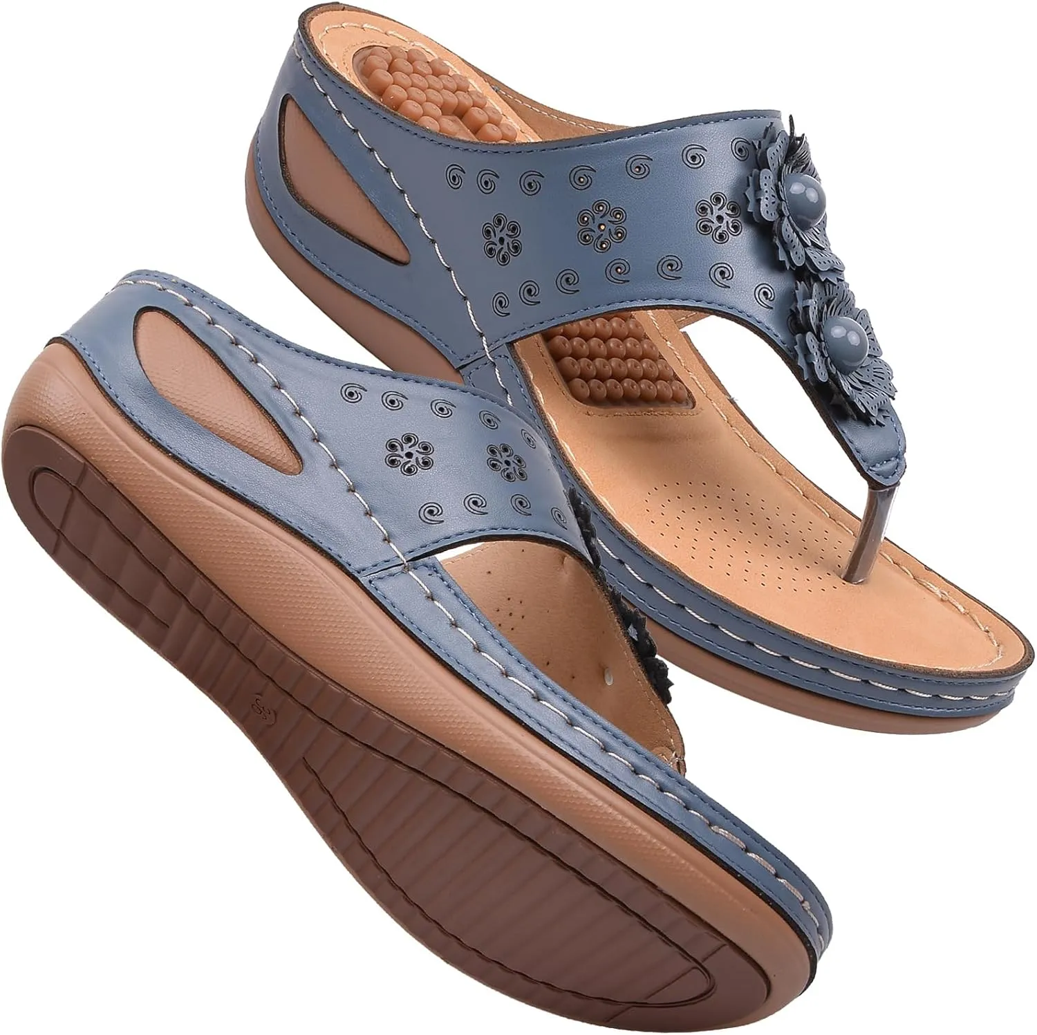 Orthotic Sandals for Women 2025 Slippers Orthopedic Womens Fashion Flip Flops Yoga Mat Slides Comfort Plantar Platform Wedge Comfortable Dressy Casual Summer Beach Shoes Walking Wedges