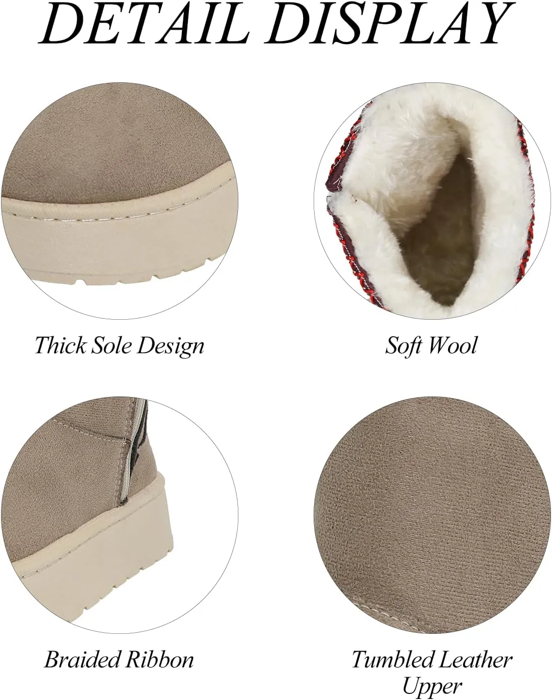 OYUPSX Women's Cotton Boots-Snow Boots for Women Ladies Boots,Thickened Velvet Fur Boots,Thick Sole-Outside Zipper Fashion Boots,Durable Fluffy Indoor Outdoor Shoes