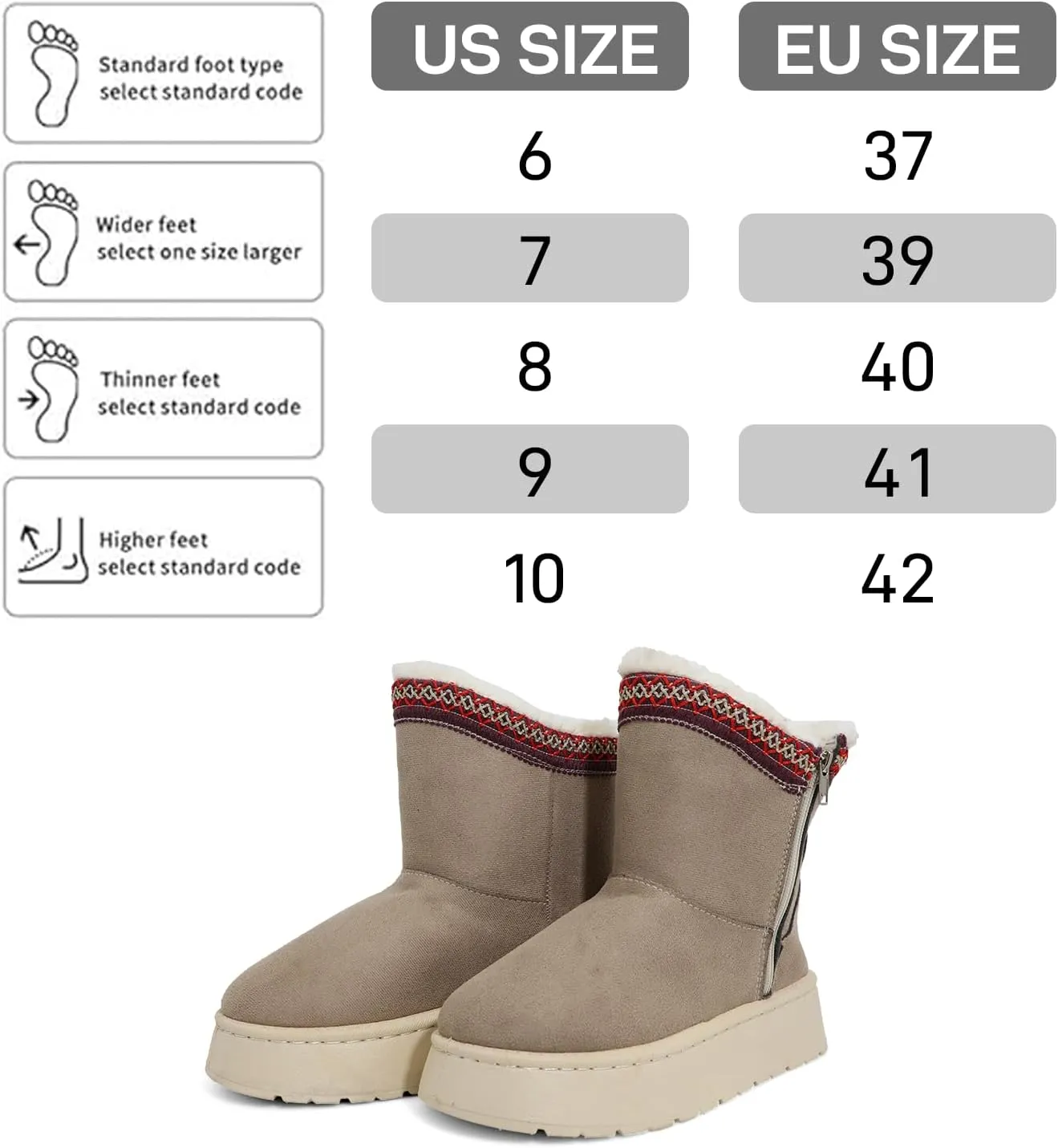 OYUPSX Women's Cotton Boots-Snow Boots for Women Ladies Boots,Thickened Velvet Fur Boots,Thick Sole-Outside Zipper Fashion Boots,Durable Fluffy Indoor Outdoor Shoes