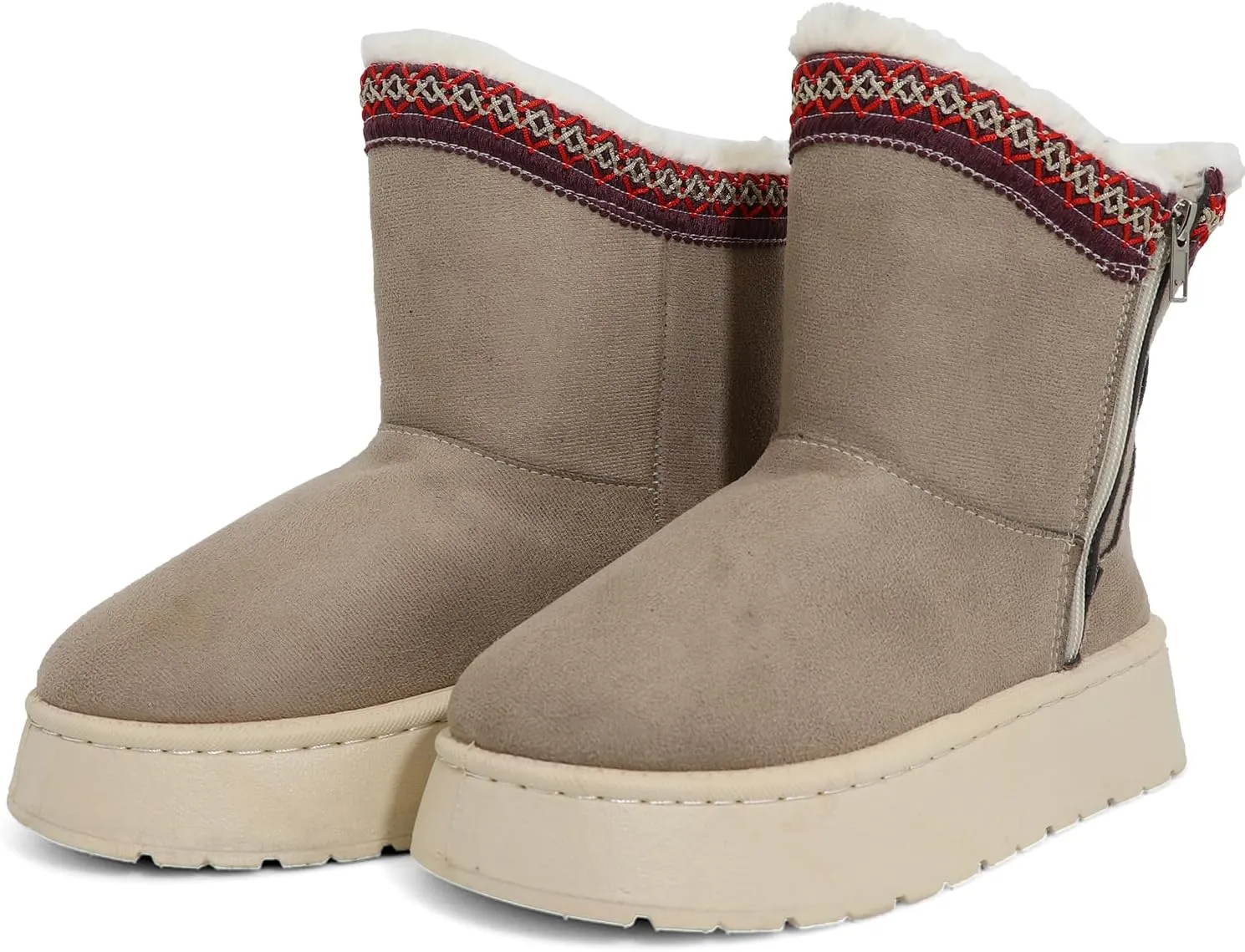 OYUPSX Women's Cotton Boots-Snow Boots for Women Ladies Boots,Thickened Velvet Fur Boots,Thick Sole-Outside Zipper Fashion Boots,Durable Fluffy Indoor Outdoor Shoes