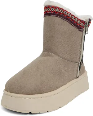 OYUPSX Women's Cotton Boots-Snow Boots for Women Ladies Boots,Thickened Velvet Fur Boots,Thick Sole-Outside Zipper Fashion Boots,Durable Fluffy Indoor Outdoor Shoes