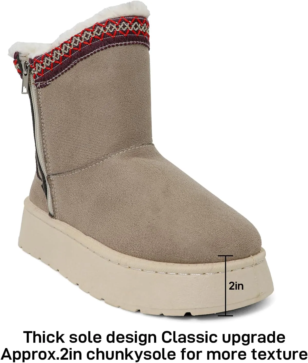 OYUPSX Women's Cotton Boots-Snow Boots for Women Ladies Boots,Thickened Velvet Fur Boots,Thick Sole-Outside Zipper Fashion Boots,Durable Fluffy Indoor Outdoor Shoes
