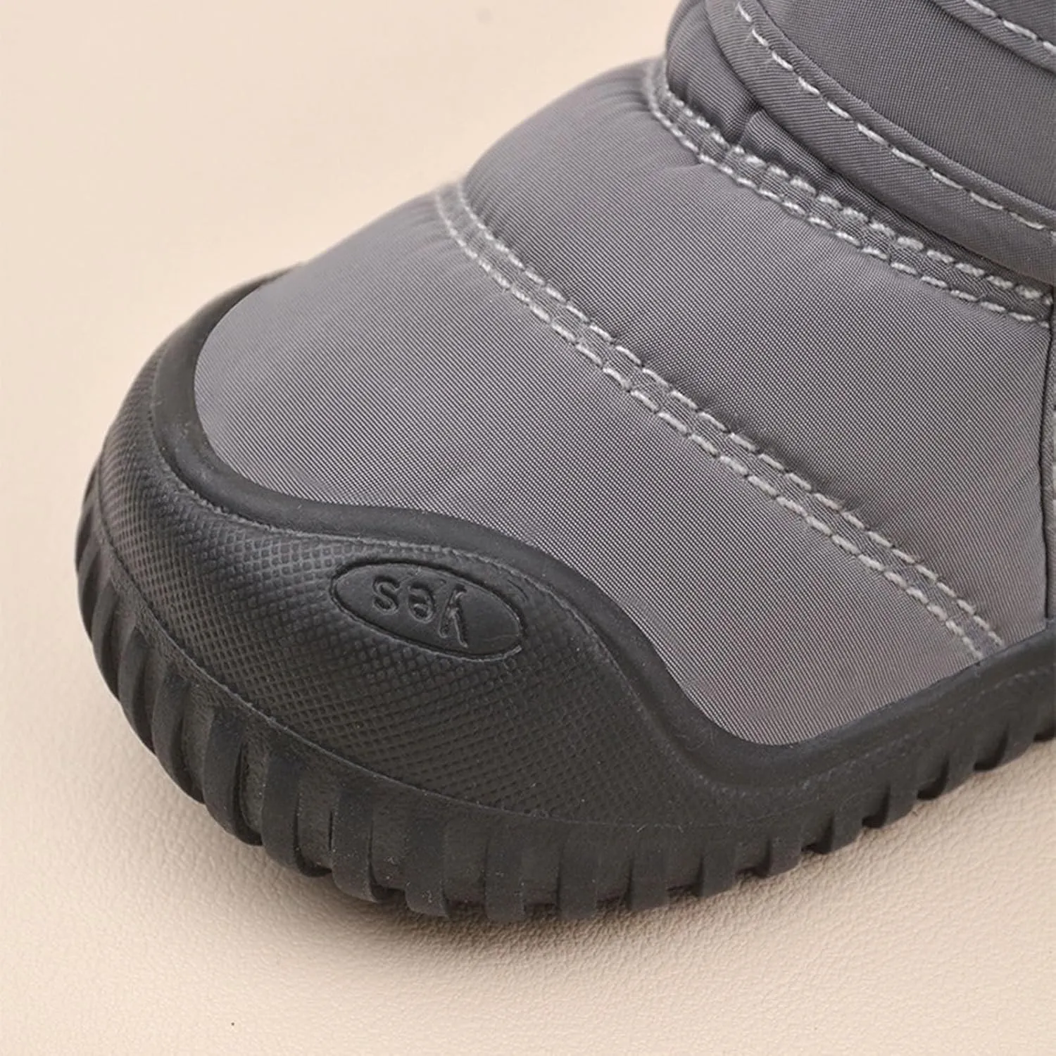 Padded Fuzzy Snow Booties For Boys Kids Open Toe Loafers Winter Ski Shoes Toddler Chunky Sole Non Slip Warm Shoes