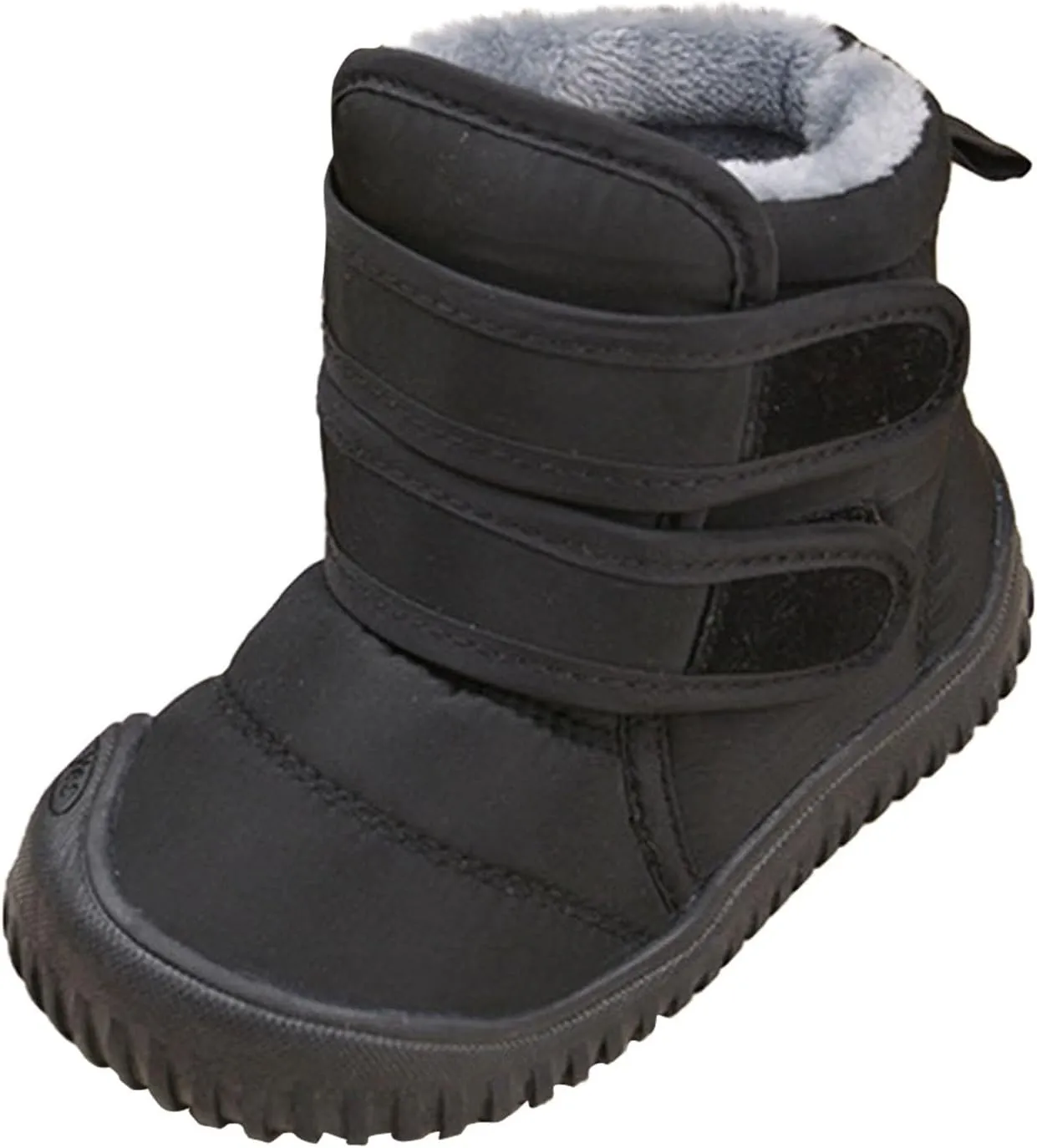 Padded Fuzzy Snow Booties For Boys Kids Open Toe Loafers Winter Ski Shoes Toddler Chunky Sole Non Slip Warm Shoes