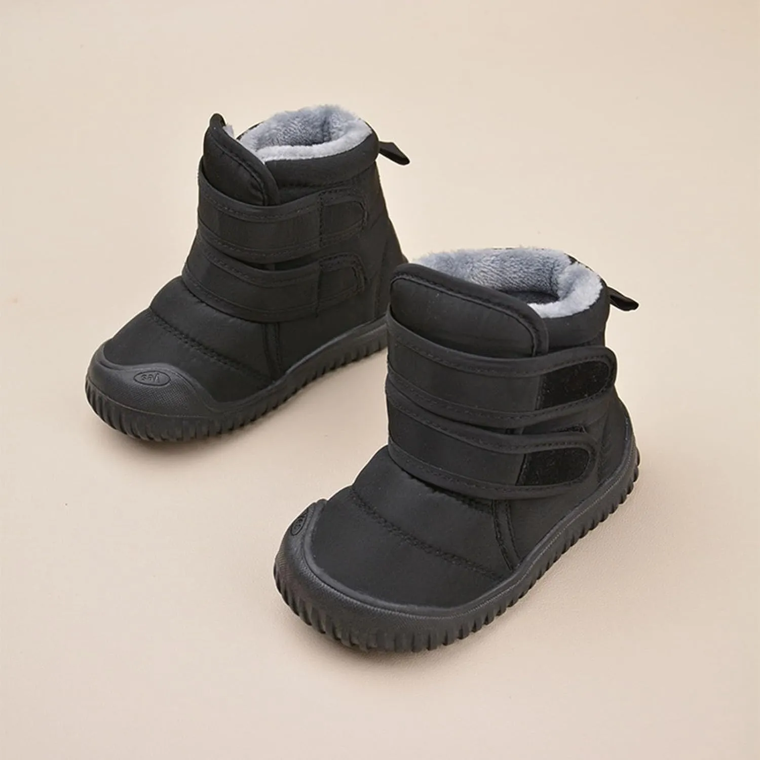 Padded Fuzzy Snow Booties For Boys Kids Open Toe Loafers Winter Ski Shoes Toddler Chunky Sole Non Slip Warm Shoes