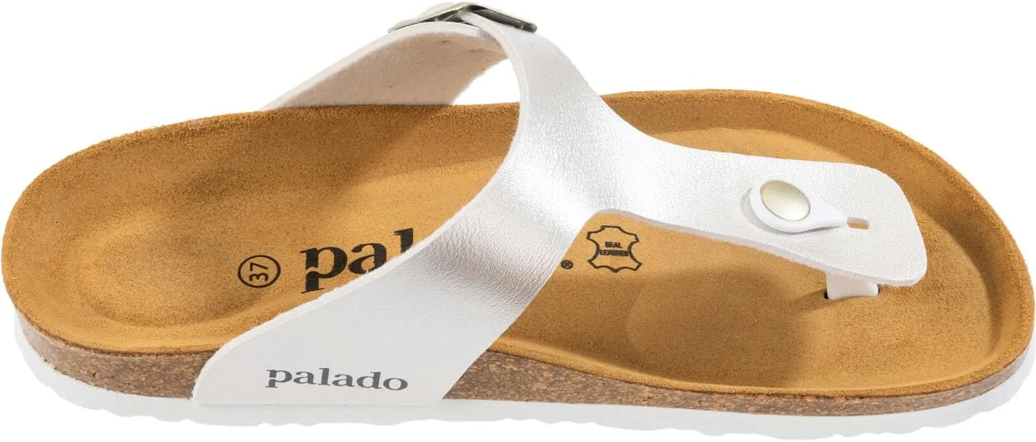 Palado® Women's Sandal KOS in Many Colors | Made in Europe | Mules with Natural Cork Footbed and Velvety Soft Footbed | Slippers with Soles Made of fine Suede