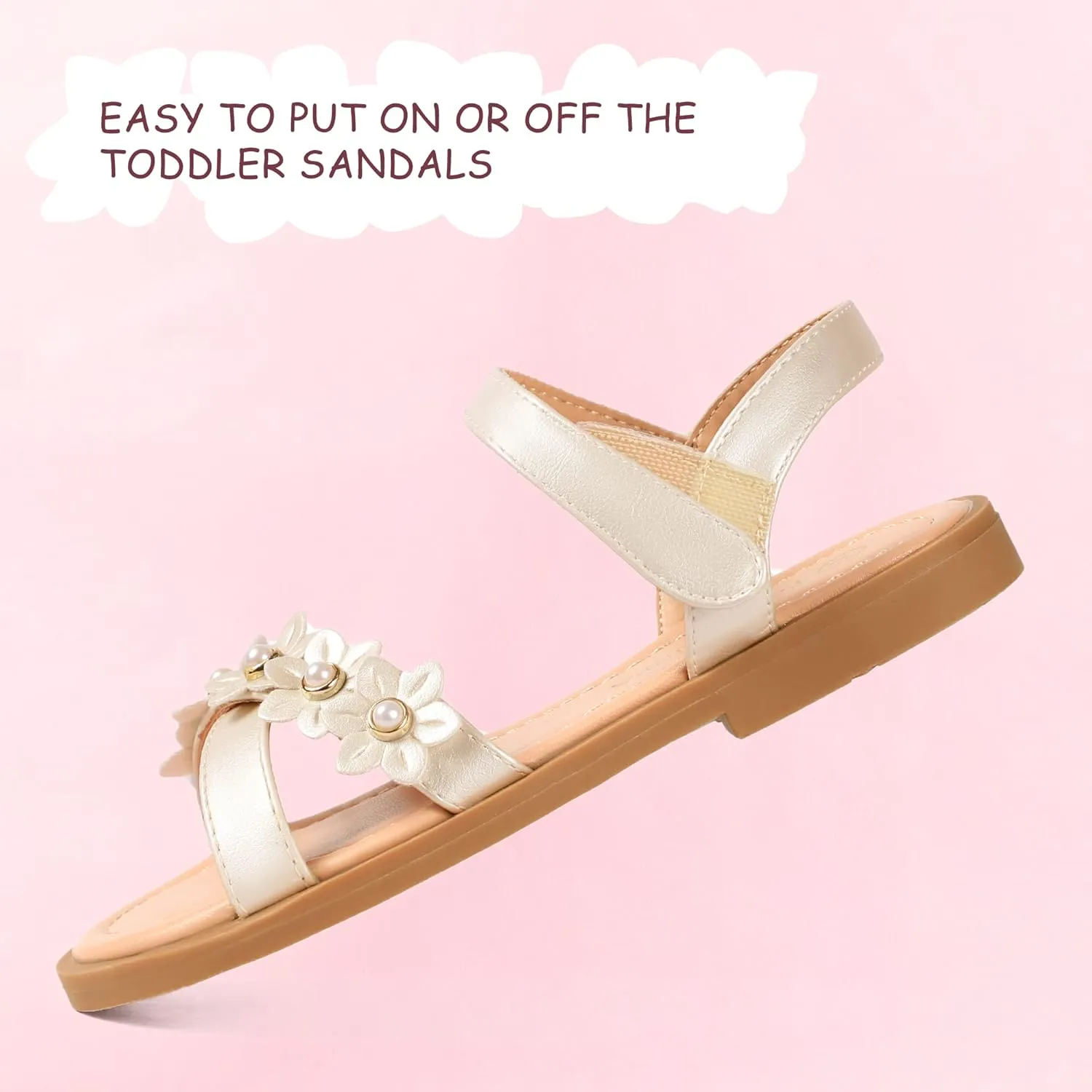PANDANINJIA Elva Girls Sandals Open Toe Cute Flats Dress Sandals Cross Strappy Summer Shoes Toddler/Little Kid/Big Kid