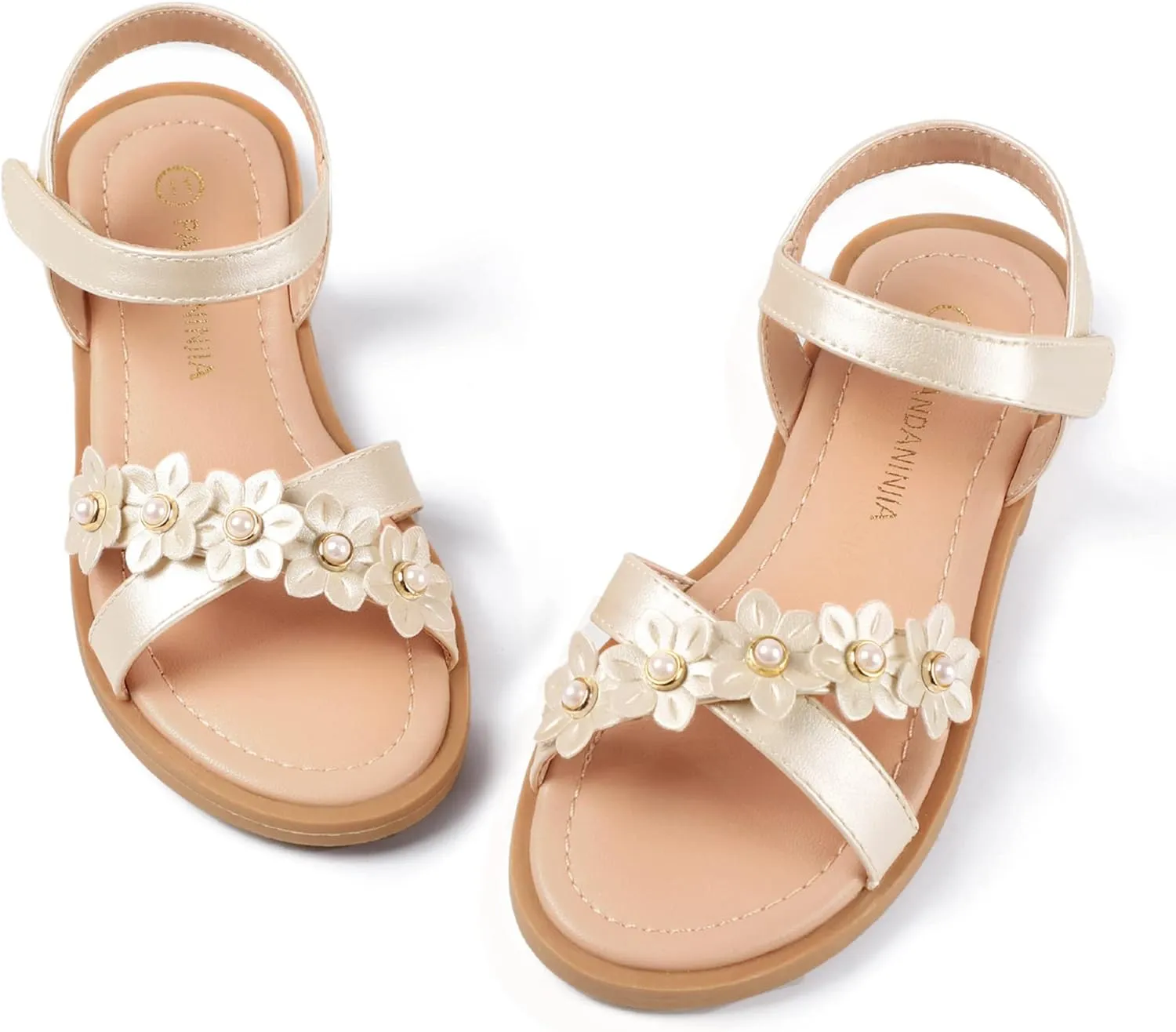 PANDANINJIA Elva Girls Sandals Open Toe Cute Flats Dress Sandals Cross Strappy Summer Shoes Toddler/Little Kid/Big Kid