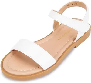 PANDANINJIA Gina Girls Sandals Open Toe Summer Flats Dress Sandals Shoes Toddler/Little Kid/Big Kid