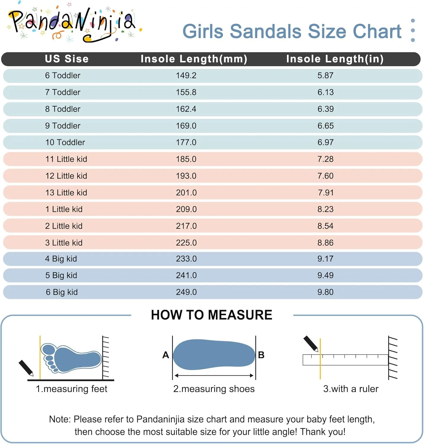 PANDANINJIA Girls Sandals Hannah Square-Toe Summer Shoes Dress Sandals Flats for Toddler/Little Kid/Big Kid