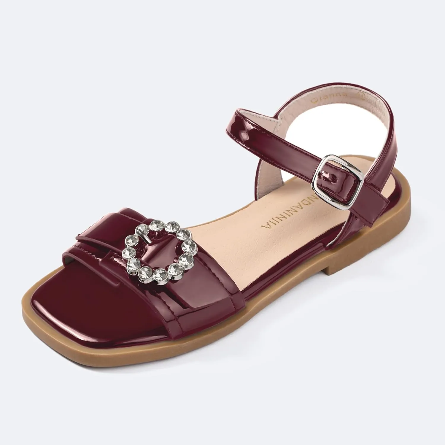 PANDANINJIA Girls Sandals Hannah Square-Toe Summer Shoes Dress Sandals Flats for Toddler/Little Kid/Big Kid