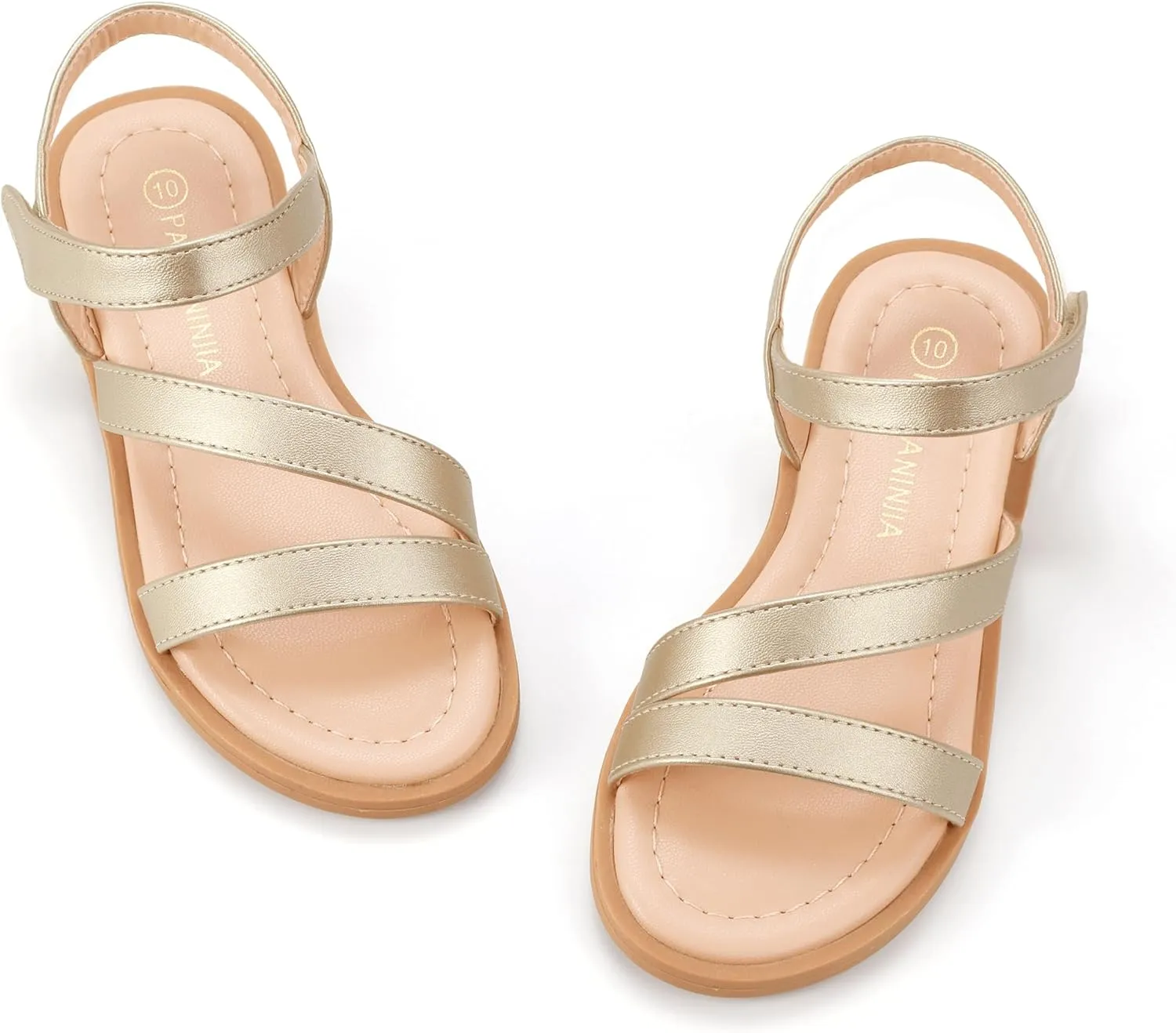 PANDANINJIA Girls Sandals Monica Summer Open Toe Flats Shoes Dress Sandals for Toddler Little Kid Big Kid