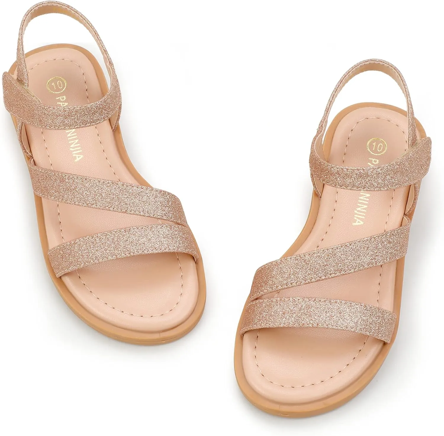 PANDANINJIA Girls Sandals Monica Summer Open Toe Flats Shoes Dress Sandals for Toddler Little Kid Big Kid