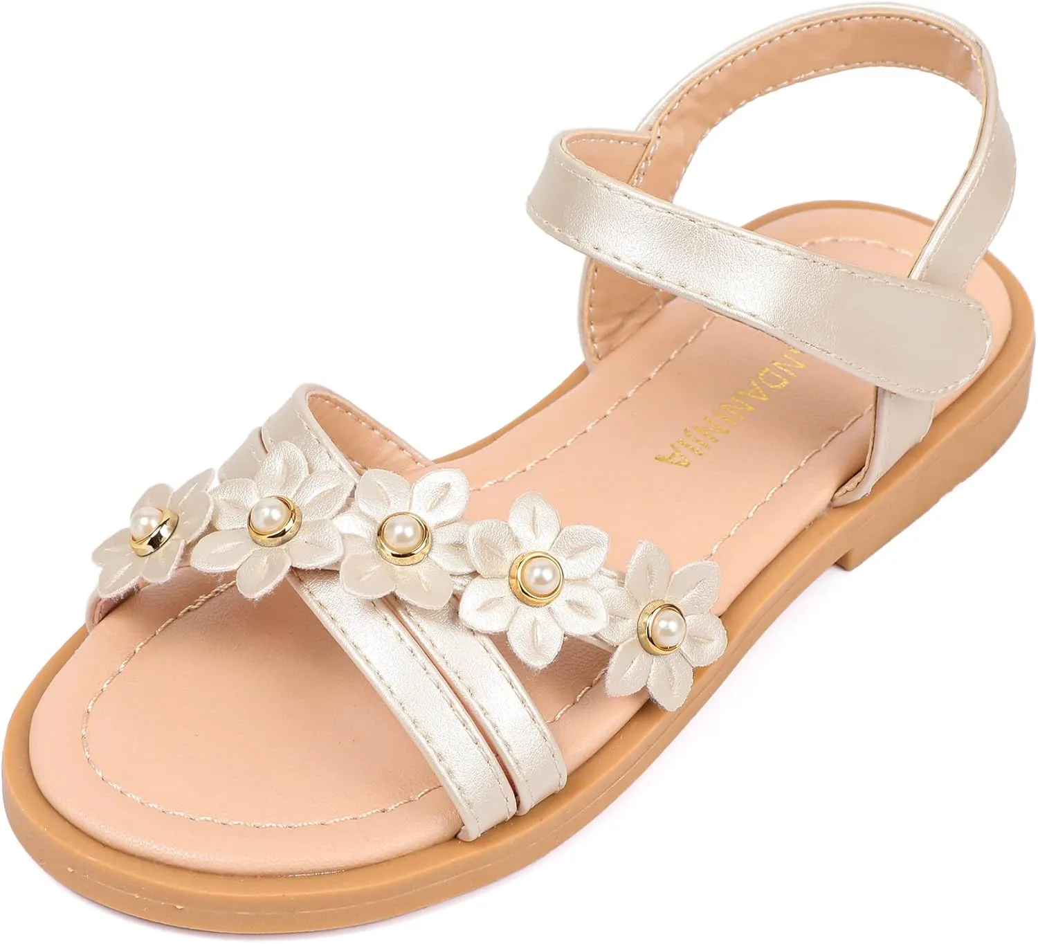 PANDANINJIA Girls Sandals Toddler Little Big Kids Kid Cute Open Toe Flats Dress Sandals Mona Summer Shoes