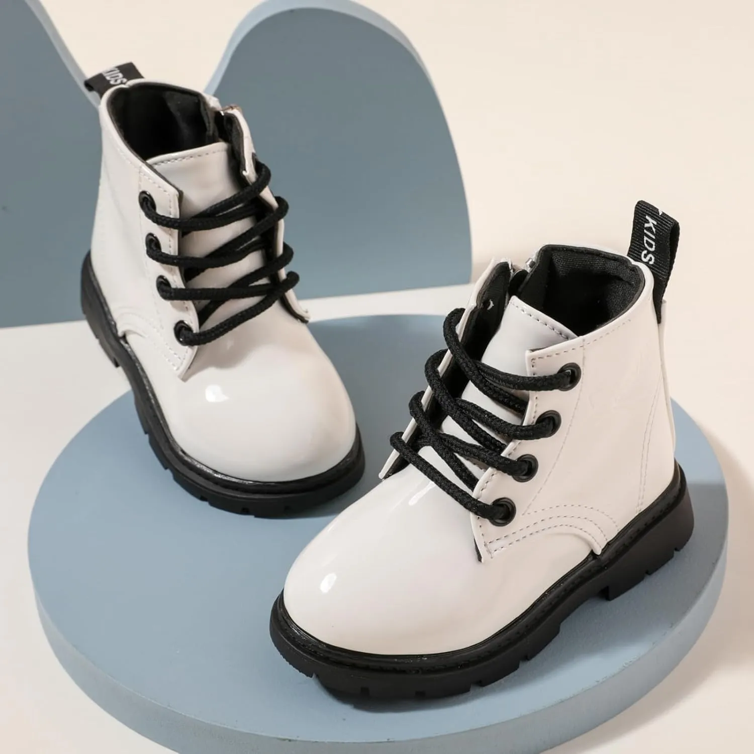 PATPAT Boys Girls Boots Waterproof Lace Up Kids Cowboy Boots Toddler Boots With Side Zipper for Toddler/Little Kid/Big Kid