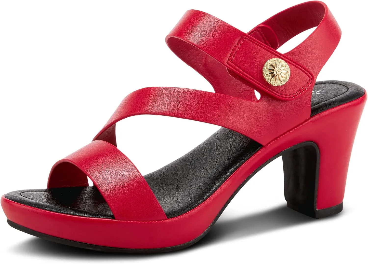 PATRIZIA Spring Step Asymadade Sandals for Women - Low Heel Slip-On Summer Sandals - Ladies Casual Platform Sandal with Hook and Loop