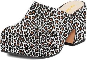 Pazzion Womens Comfy Thick Platform Closed Rounded Toe Mules Clogs Slip On Chunky High Heel Slipper Versatile Indoor Shopping Shoe Size 4-16 US