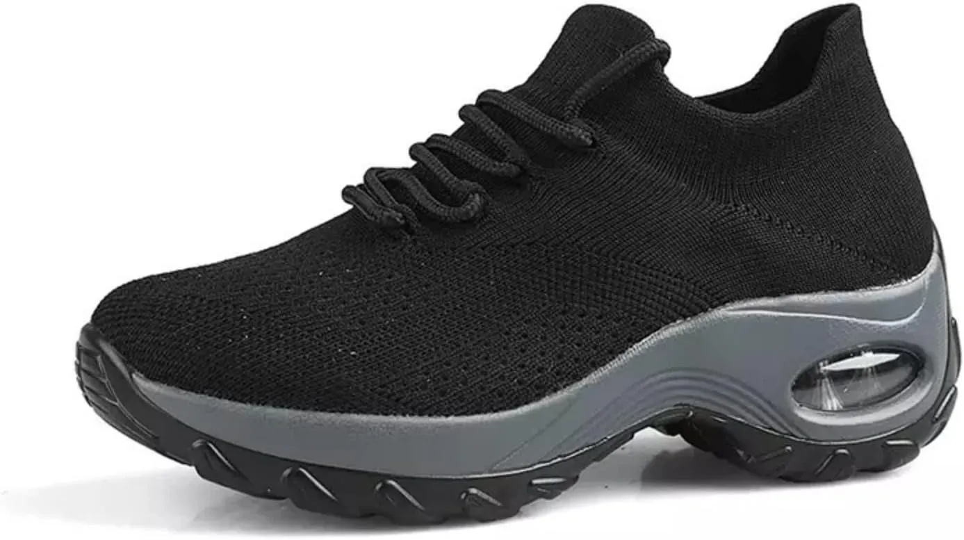 pearlzone Women's Running Shoes Breathable Air Cushion Sneakers Elastic Tennis Sneakers,Comfortable Shape Shoes for Jogging Work Running