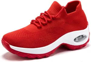 pearlzone Women's Running Shoes Breathable Air Cushion Sneakers Elastic Tennis Sneakers,Comfortable Shape Shoes for Jogging Work Running