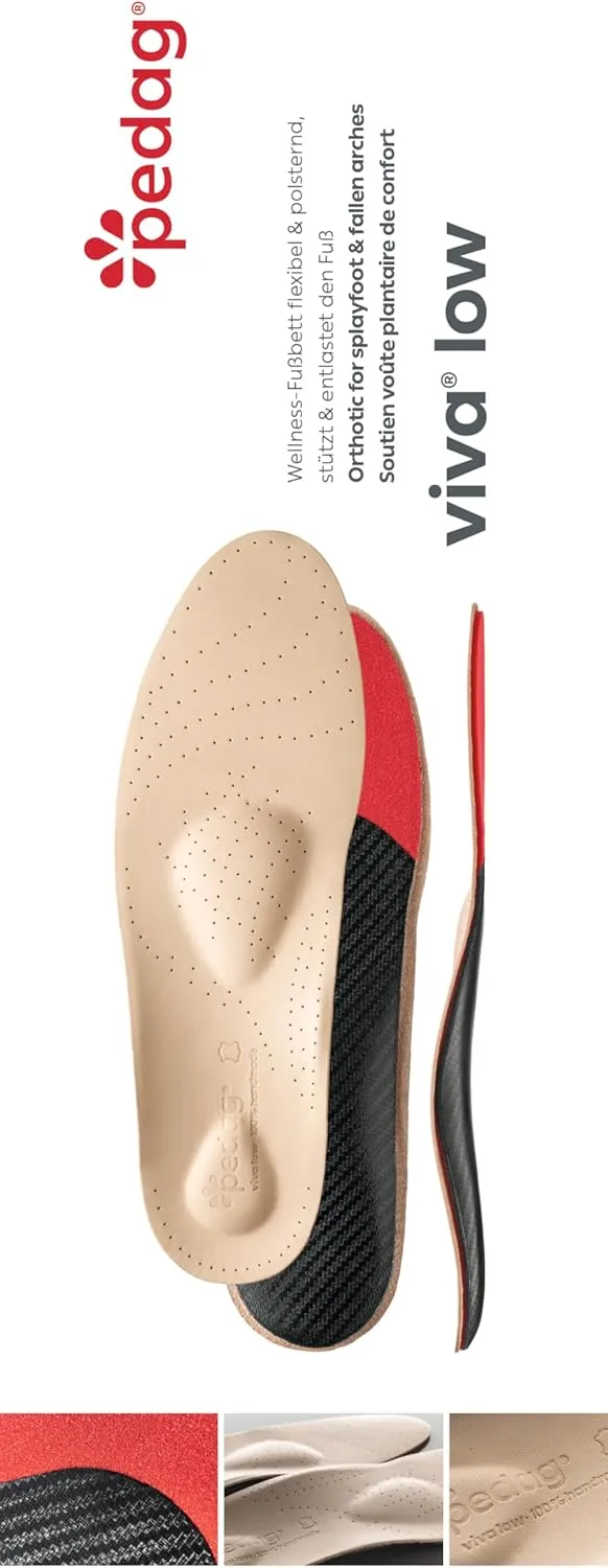 Pedag Viva Low | Low Arch Support | Handmade in Germany | Plantar Fasciitis Relief | Heel Cushion | Activated Charcoal Odor Control | Metatarsal Support | Tan | Women US 9/ Men 6/ EU 39
