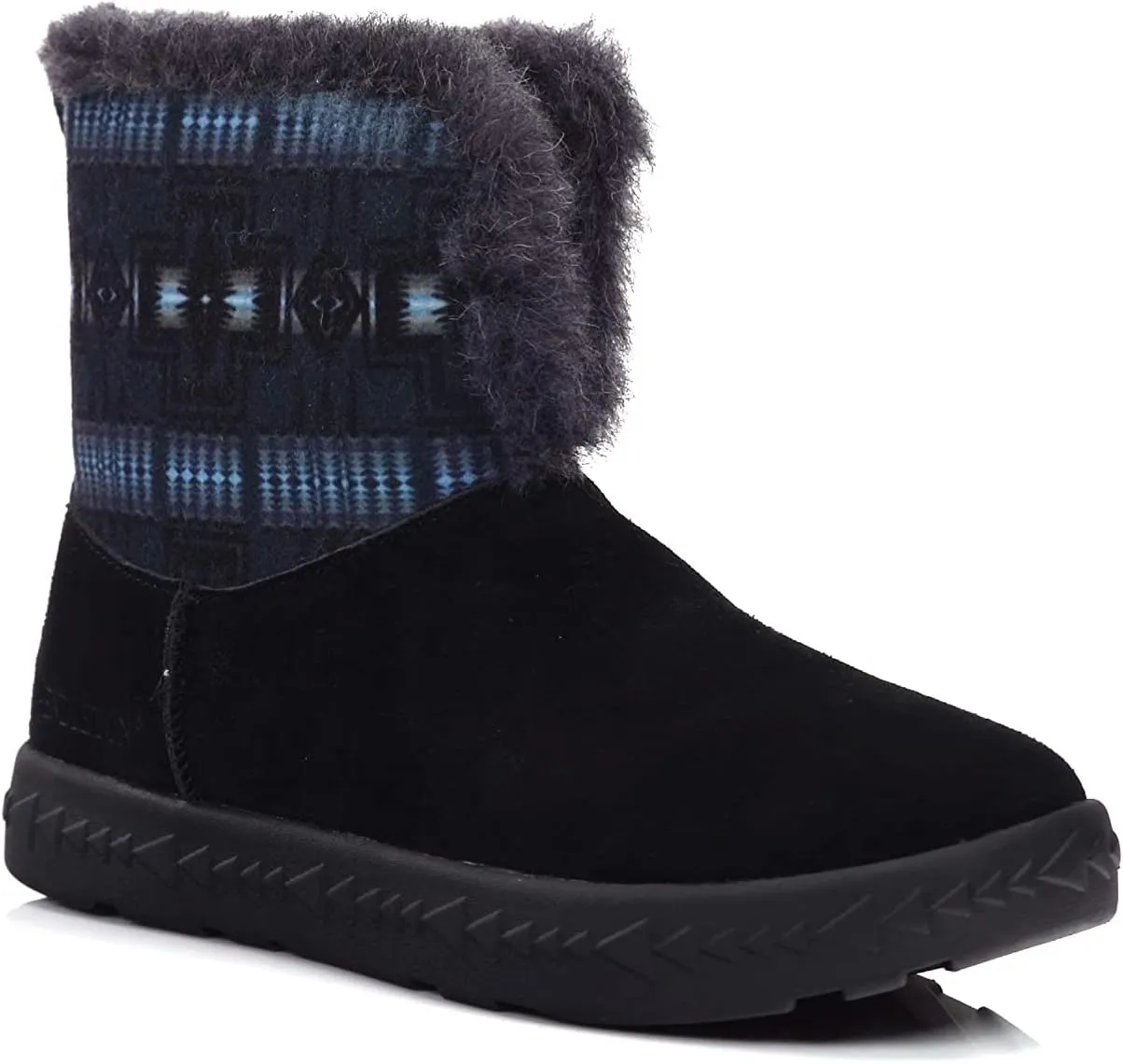 PENDLETON Women's Cabin Fold-Down Shearling Lined Winter Snow Boot, Suede Sheepskin Non-Skid Ice Anti-Slip