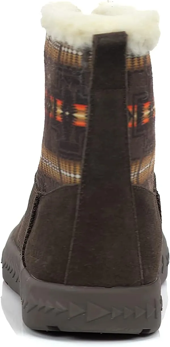 PENDLETON Women's Cabin Fold-Down Shearling Lined Winter Snow Boot, Suede Sheepskin Non-Skid Ice Anti-Slip