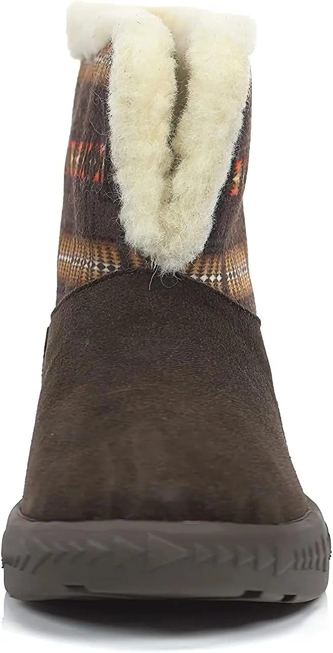 PENDLETON Women's Cabin Fold-Down Shearling Lined Winter Snow Boot, Suede Sheepskin Non-Skid Ice Anti-Slip