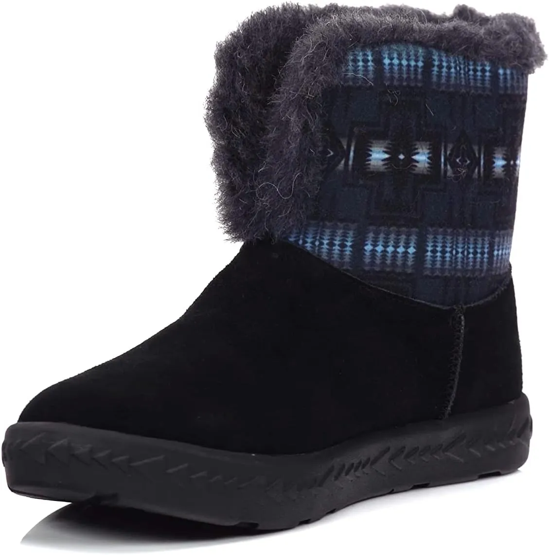 PENDLETON Women's Cabin Fold-Down Shearling Lined Winter Snow Boot, Suede Sheepskin Non-Skid Ice Anti-Slip