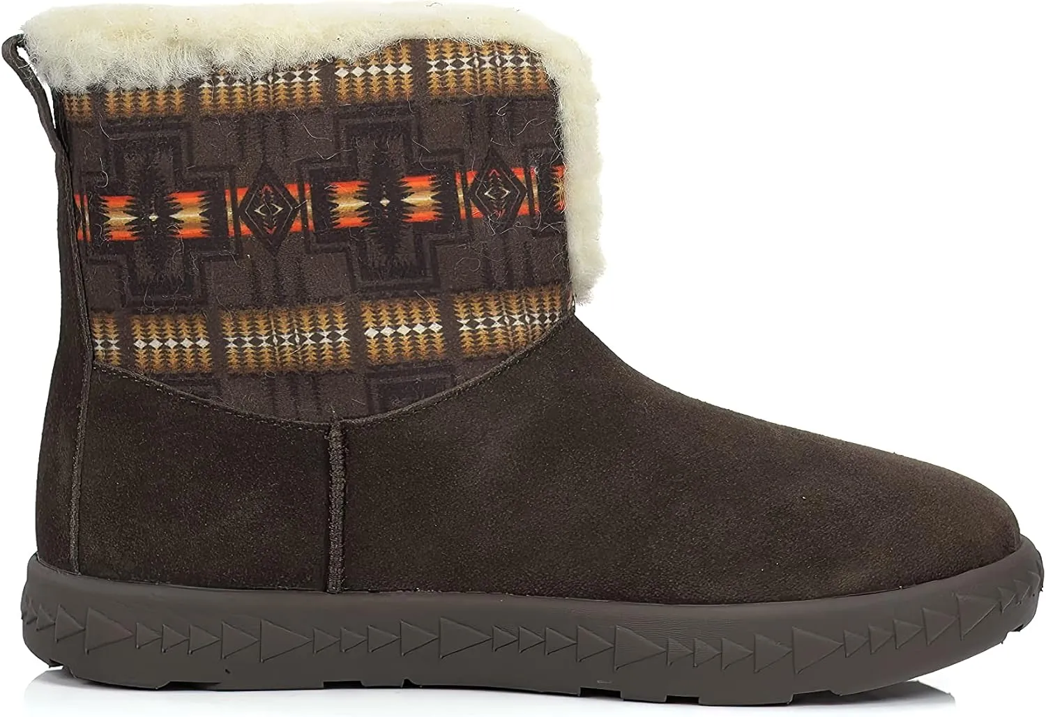 PENDLETON Women's Cabin Fold-Down Shearling Lined Winter Snow Boot, Suede Sheepskin Non-Skid Ice Anti-Slip